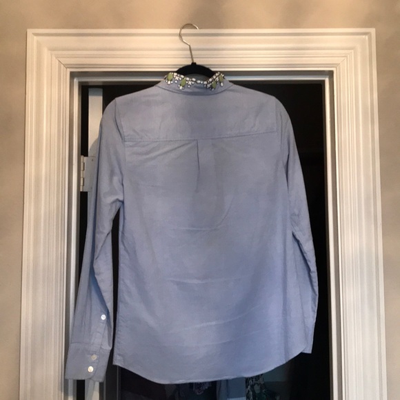 JCrew Blue Cotton button down with Jewels - Picture 5 of 5